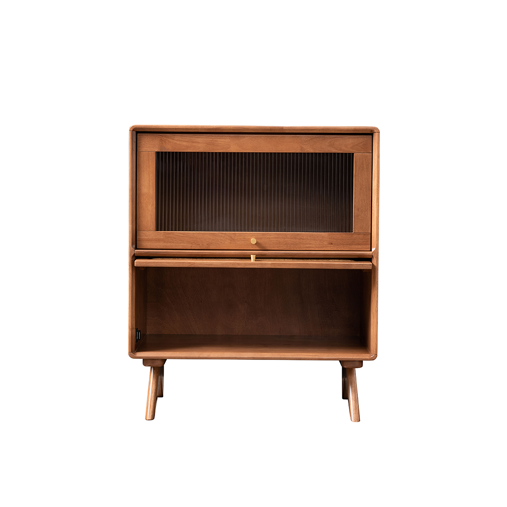 VARIETY-Cherry 2 Levels Cabinet 01 solid wood rattan double-layer low cabinet