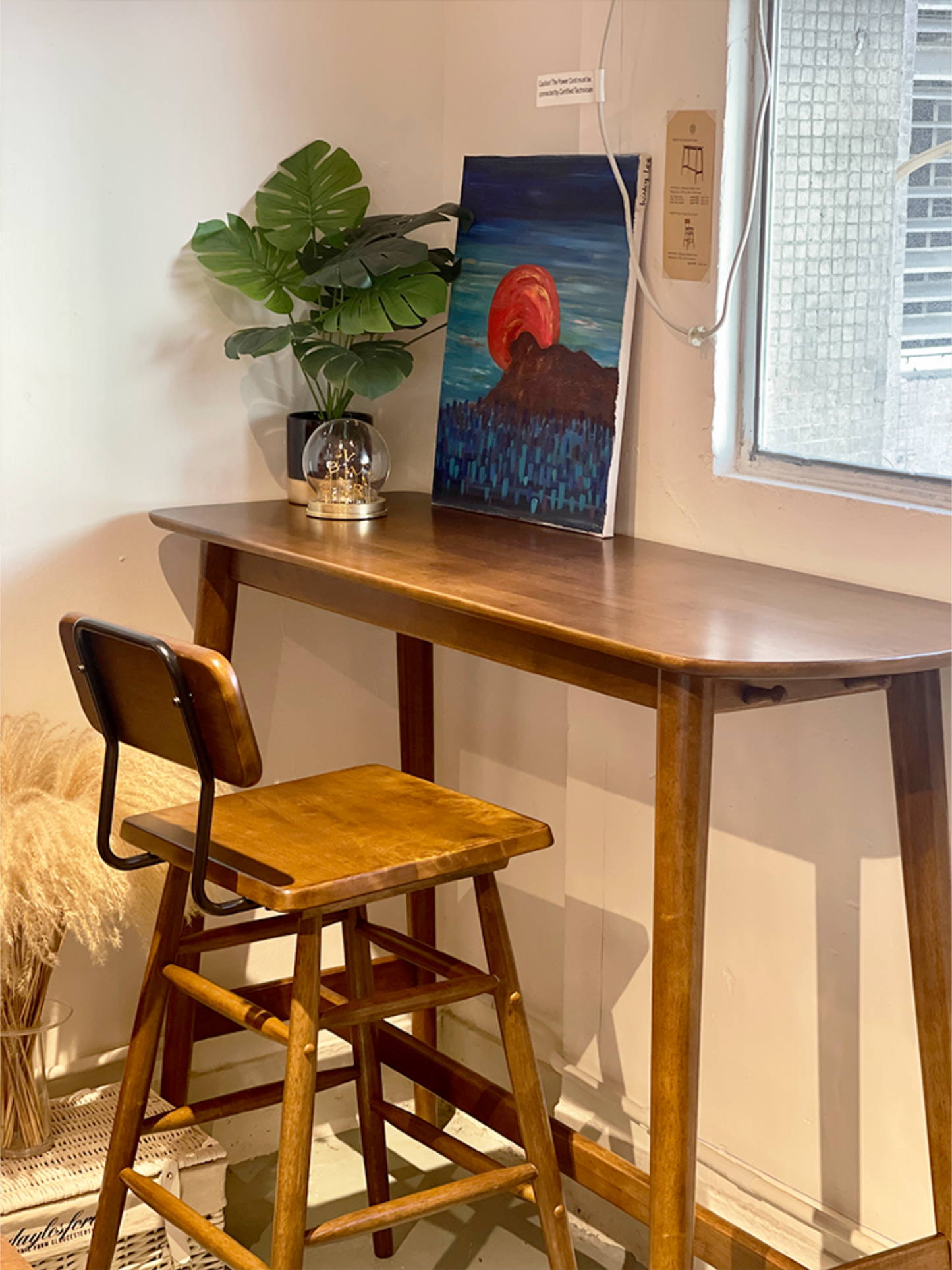 VARIETY Bar Table with Hooks solid wood hook bar table