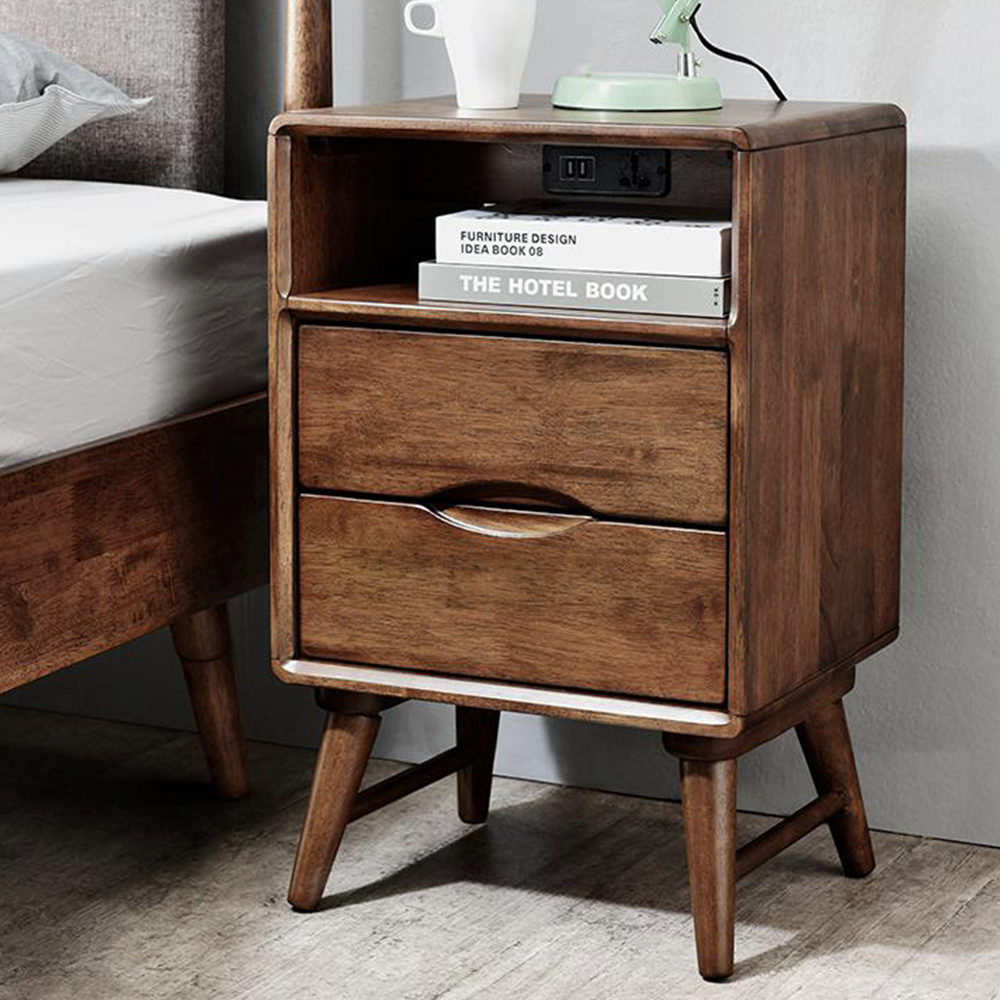 VARIETY Side Cabinet 2-Drawer (with socket) 實木床頭櫃(帶插頭款式)
