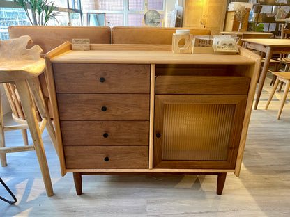 SIMPLY 4-Drawer with Glass Door Sideboard 實木儲物櫃