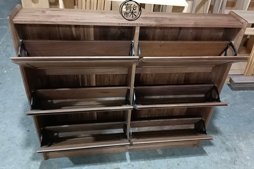 [Custom-made case] Solid wood thin shoe cabinet six doors DELIGHT Flip Down Slim Shoe Cabinet 01 with 6-door