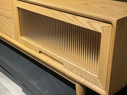 DELIGHT TV Board with Glass Lift-up Door solid wood TV cabinet
