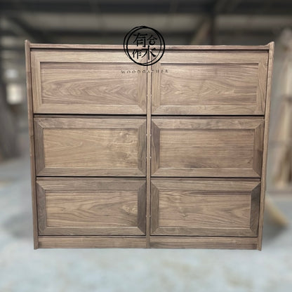 [Custom-made case] Solid wood thin shoe cabinet six doors DELIGHT Flip Down Slim Shoe Cabinet 01 with 6-door