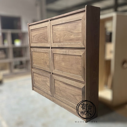 [Custom-made case] Solid wood thin shoe cabinet six doors DELIGHT Flip Down Slim Shoe Cabinet 01 with 6-door