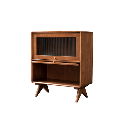 VARIETY-Cherry 2 Levels Cabinet 01 solid wood rattan double-layer low cabinet