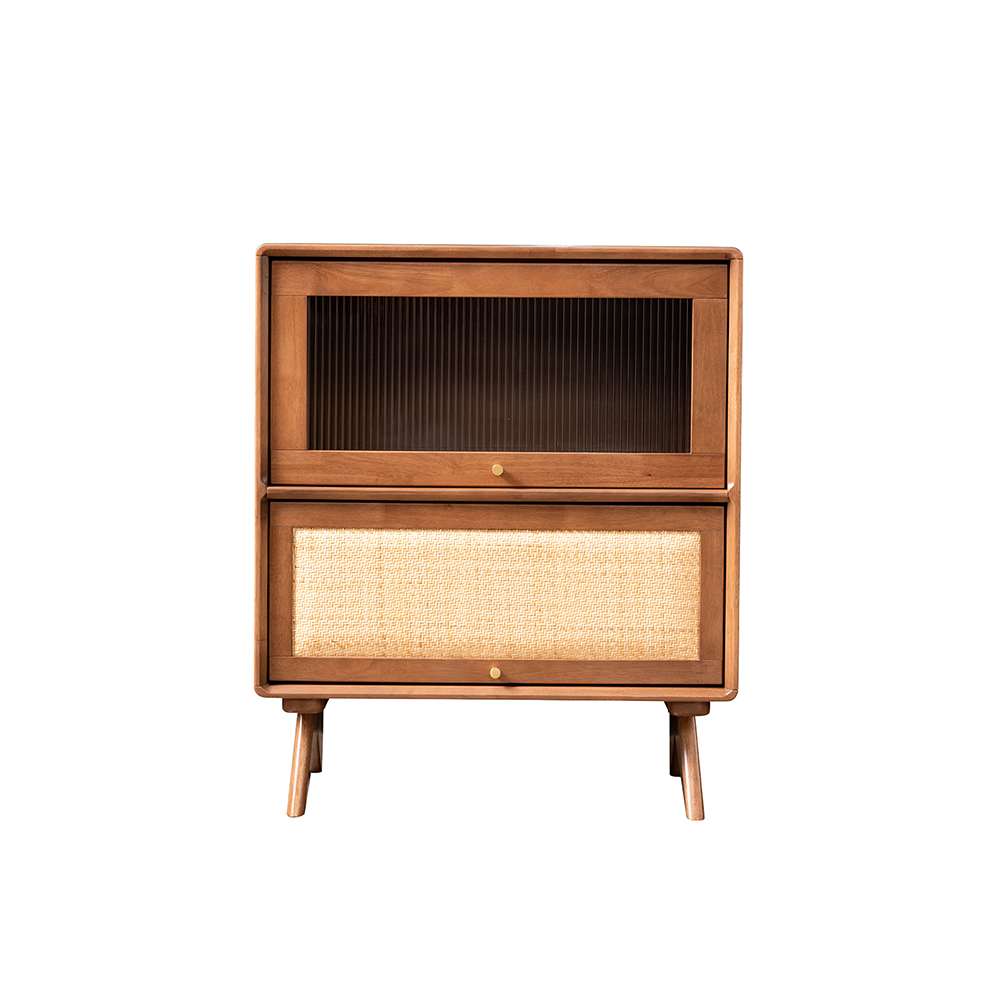 VARIETY-Cherry 2 Levels Cabinet 01 solid wood rattan double-layer low cabinet