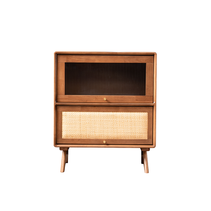 VARIETY-Cherry 2 Levels Cabinet 01 solid wood rattan double-layer low cabinet