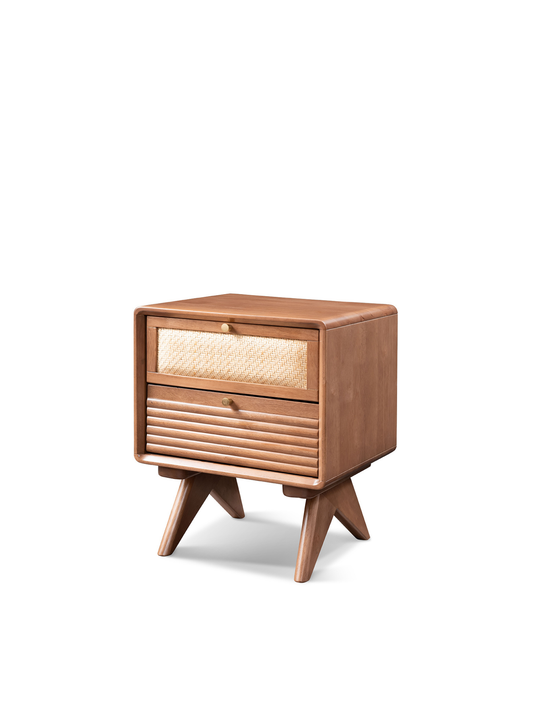 VARIETY-Cherry Rattan Bedside Cabinet 01 實木藤織床頭櫃