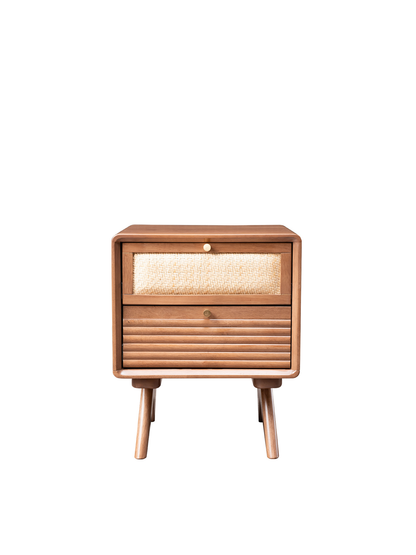 VARIETY-Cherry Rattan Bedside Cabinet 01 實木藤織床頭櫃